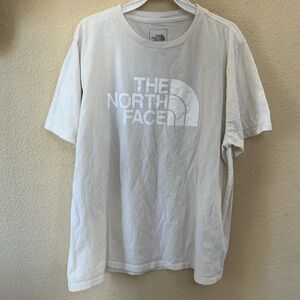 The North Face Womens XL Beige Short Sleeve Shirt White Half Dome Logo